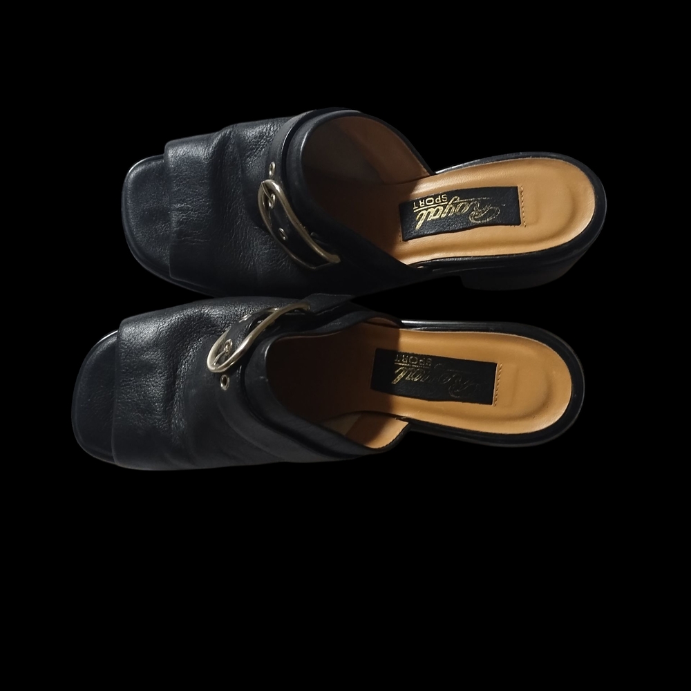 Elegant Black Leather Mules by Paul Green
